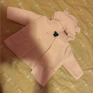 GAP Light Pink Knit Kids Jacket with Hood